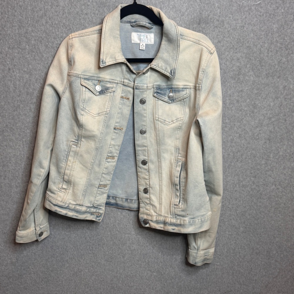 Girls Denim Jacket Time and Tru Light Wash Button Front Size 8 to 10 Years‎ Med
